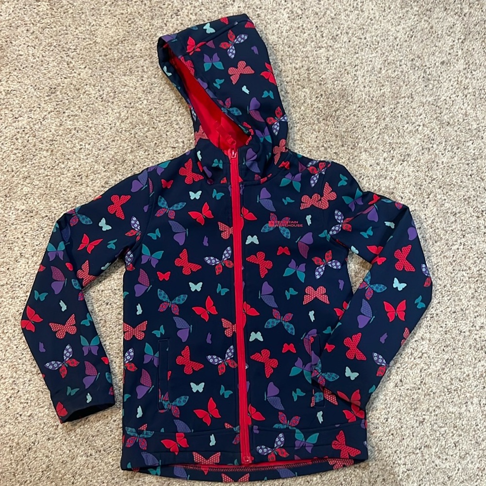 Mountain Warehouse Girl Size 7-8 Jacket Fleece Lined ButterflyExodus Soft Shell